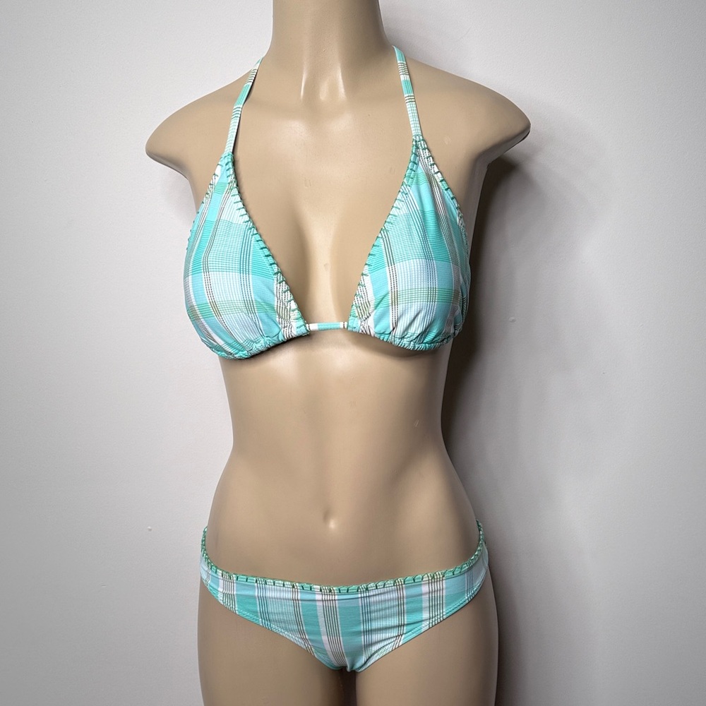 Turquoise Plaid Bikini Set